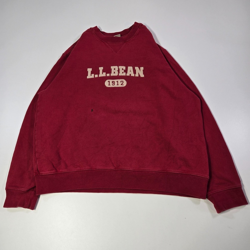 Vintage LL Bean Sweatshirt Mens Large Red Crew Neck Spellout Embroidered 1912 - Picture 4 of 8